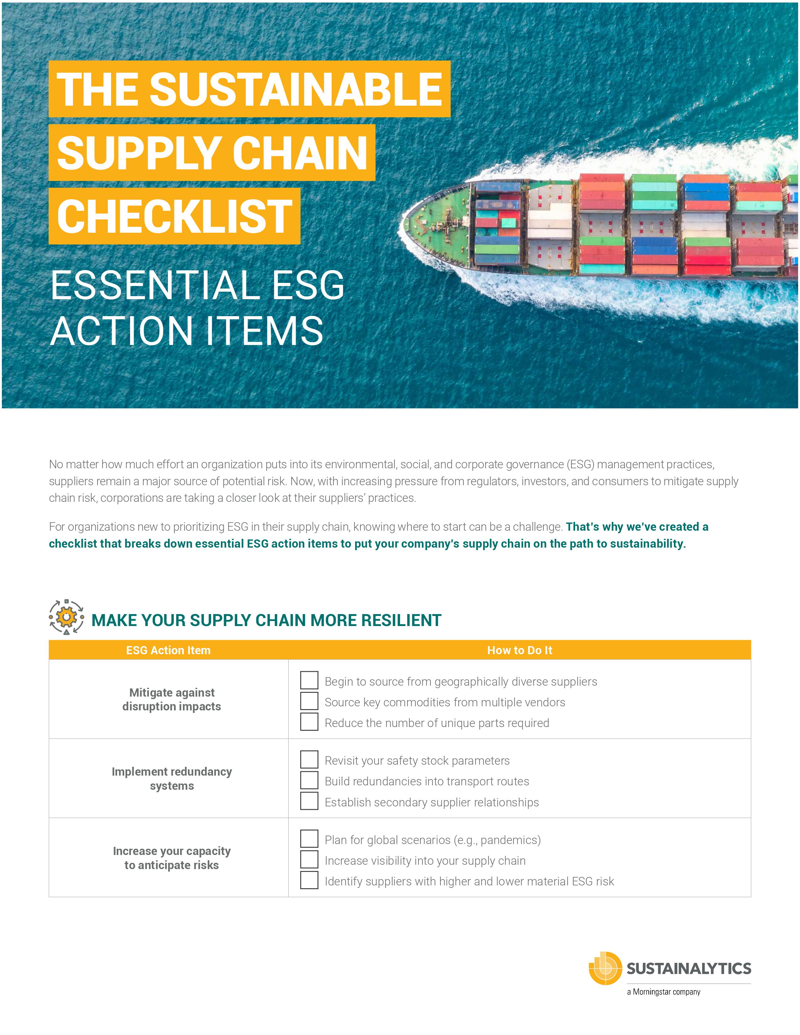 The Sustainable Supply Chain Checklist: Essential ESG Action Items For 2022