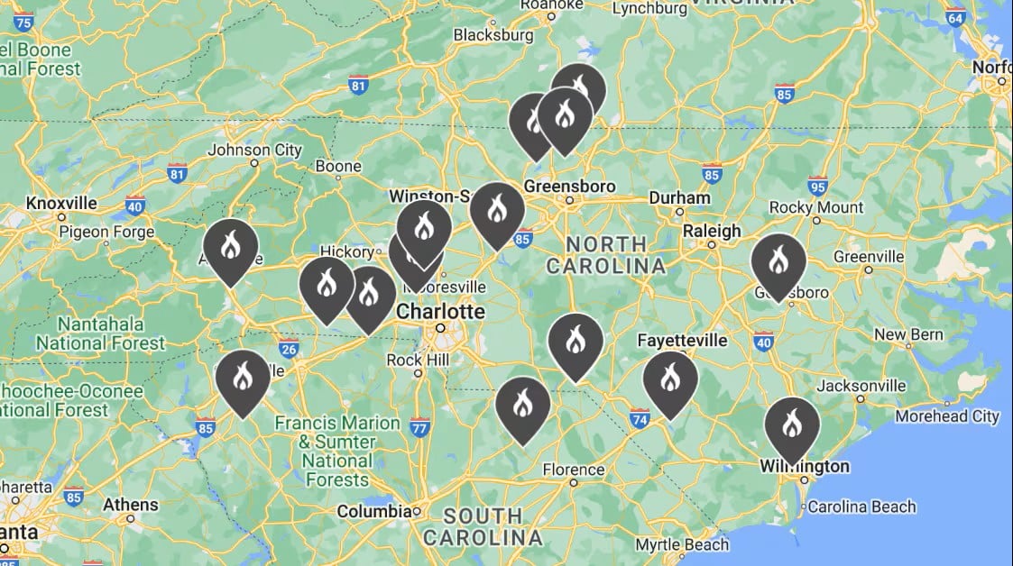 Map of Duke Energy Power Plants