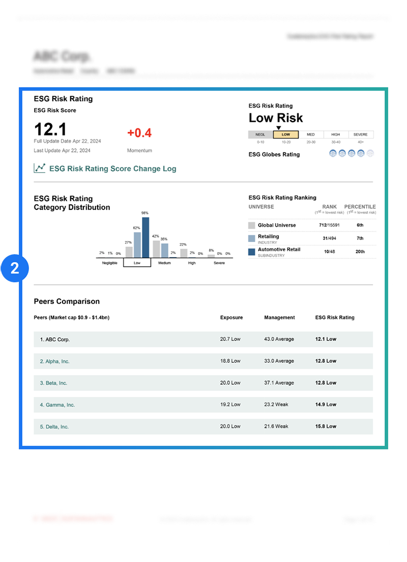 ESG Risk ratings report showcasing company risk